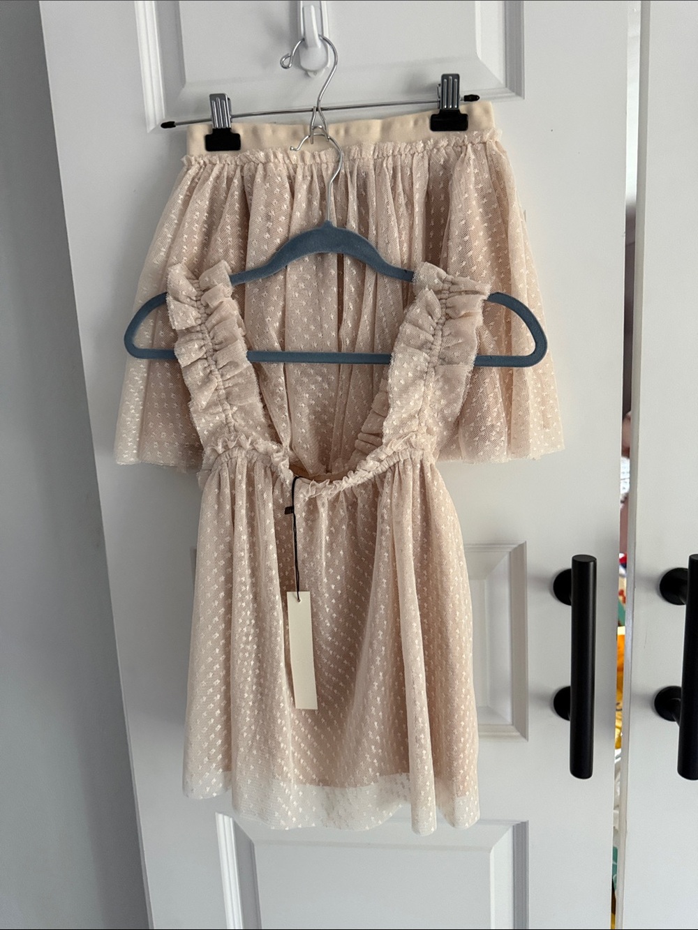 Ruffled Swiss Dot Dress in Cream